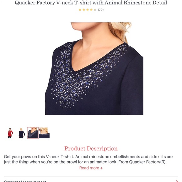 V neck Tee animal print rhinestone embellishment - Picture 5 of 6